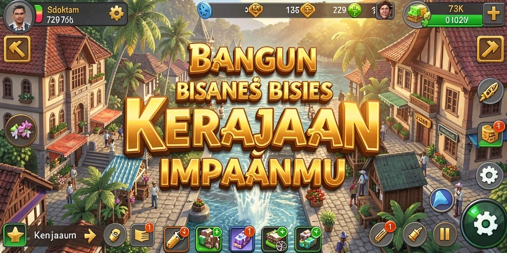 Gameplay 73K yang menampilkan interaksi bisnis yang seru.