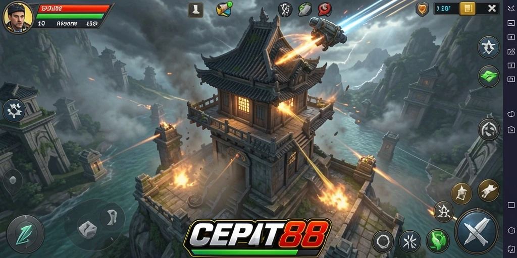 Tampilan gameplay menara pertahanan yang strategis di CEPAT88.