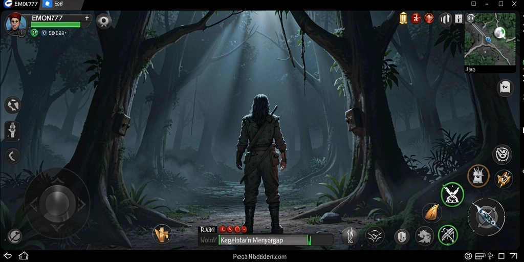 Screenshot gameplay menakutkan dari EMON777, menampilkan momen mencekam.