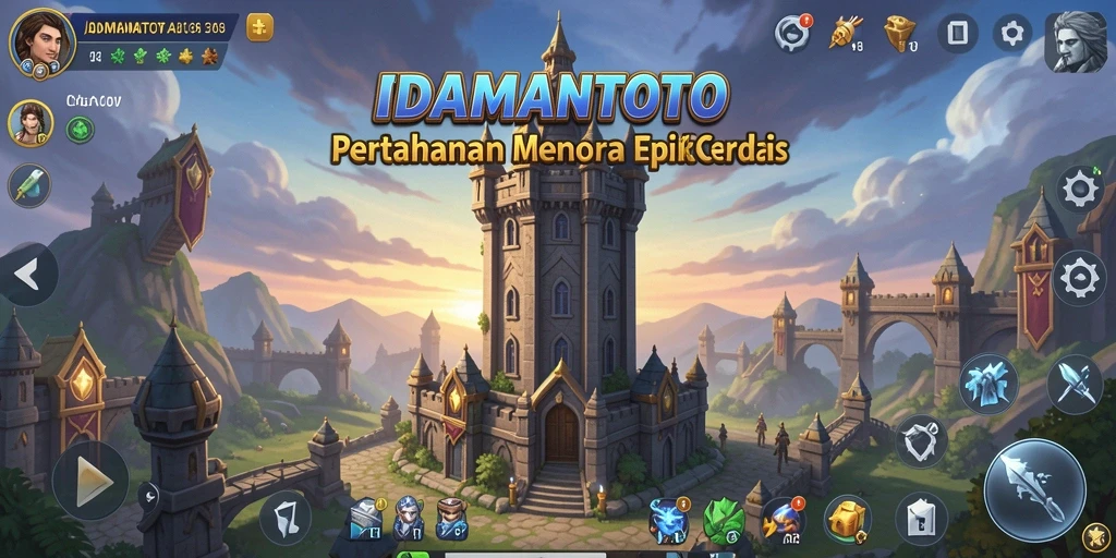 Screenshot IDAMANTOTO menampilkan aksi pertahanan menara yang mendebarkan.