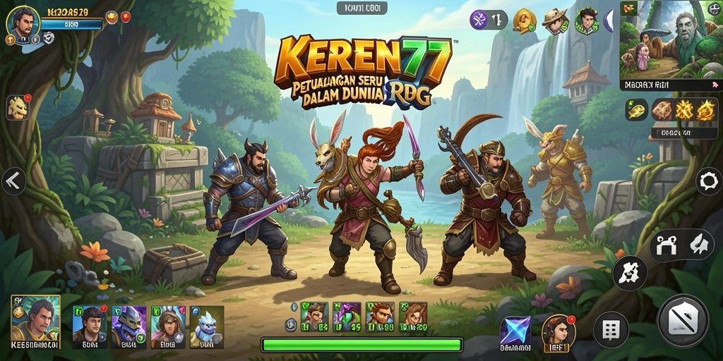 Screenshot gameplay KEREN77 menampilkan pertarungan seru di dunia RPG.