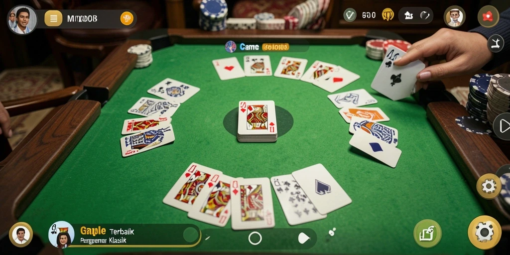 Tangkapan layar dari gameplay Gaple yang seru dan interaktif di MPO08.