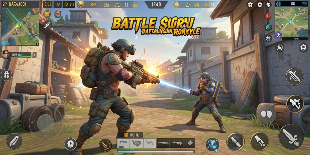 Gameplay NAGA1001 yang intens dalam pertempuran Battle Royale.