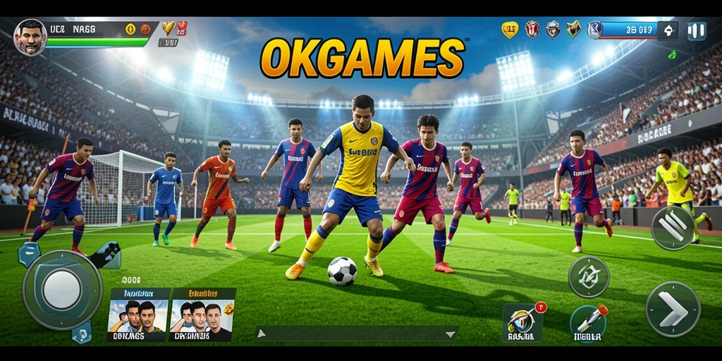 Screenshot menunjukkan gameplay seru OKGAMES dengan aksi olahraga yang mendebarkan.