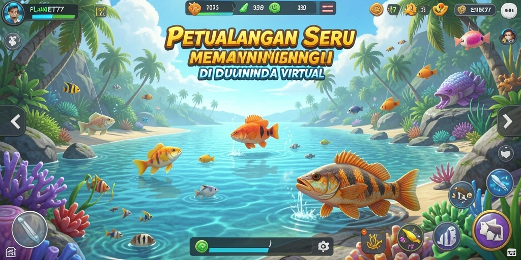 Gameplay memancing yang seru dan menantang di PLANET77.