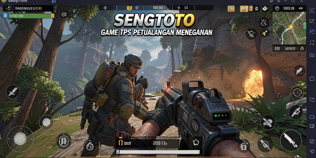 Screenshot SENGTOTO menampilkan aksi gameplay TPS yang mendebarkan.