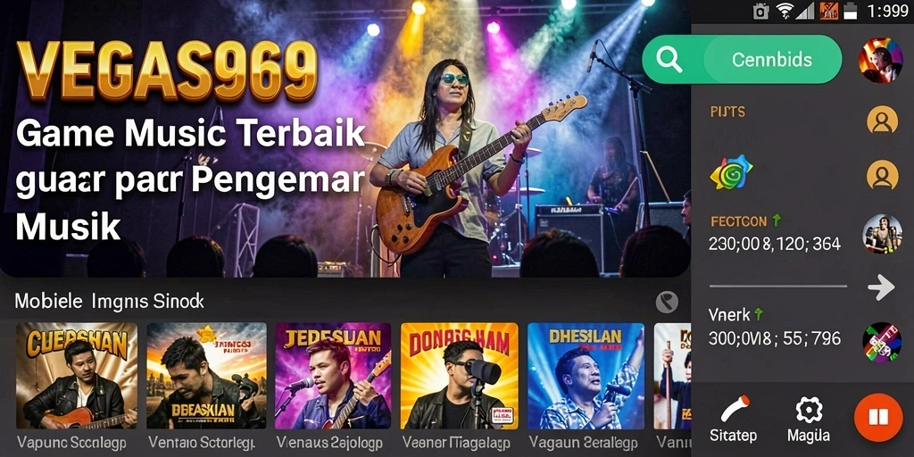 Tampilan menarik dari gameplay VEGAS969 yang menampilkan suasana musik yang seru.