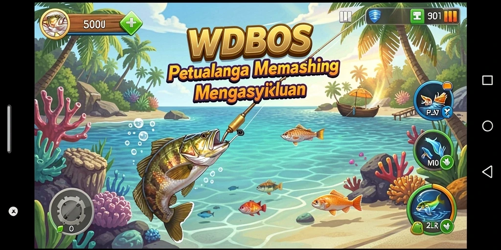 Screenshot gameplay WDBOS menampilkan pengalaman memancing yang mendebarkan.