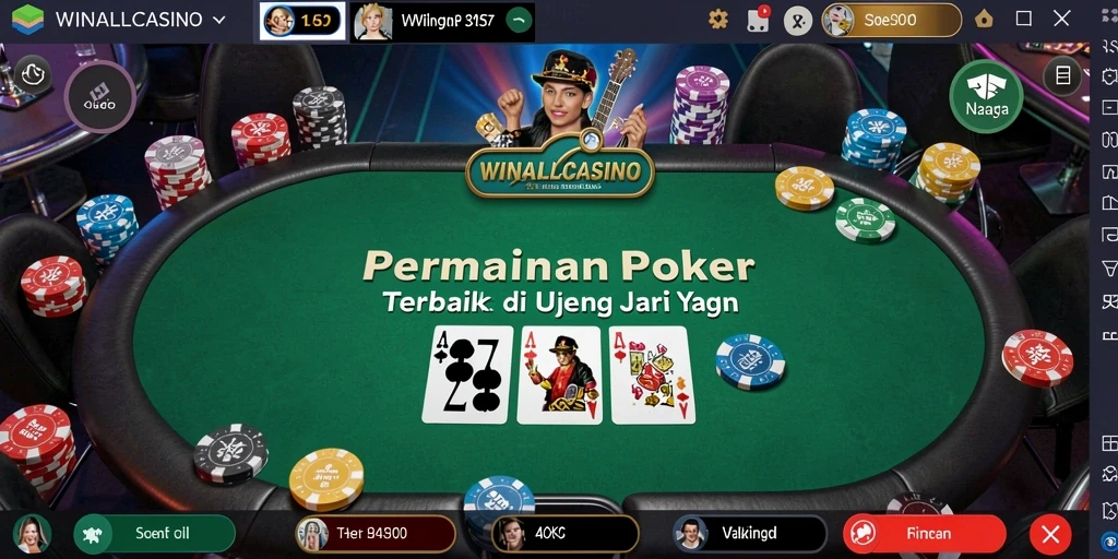 Tampilan gameplay Poker yang seru dan mendebarkan di WINALLCASINO.